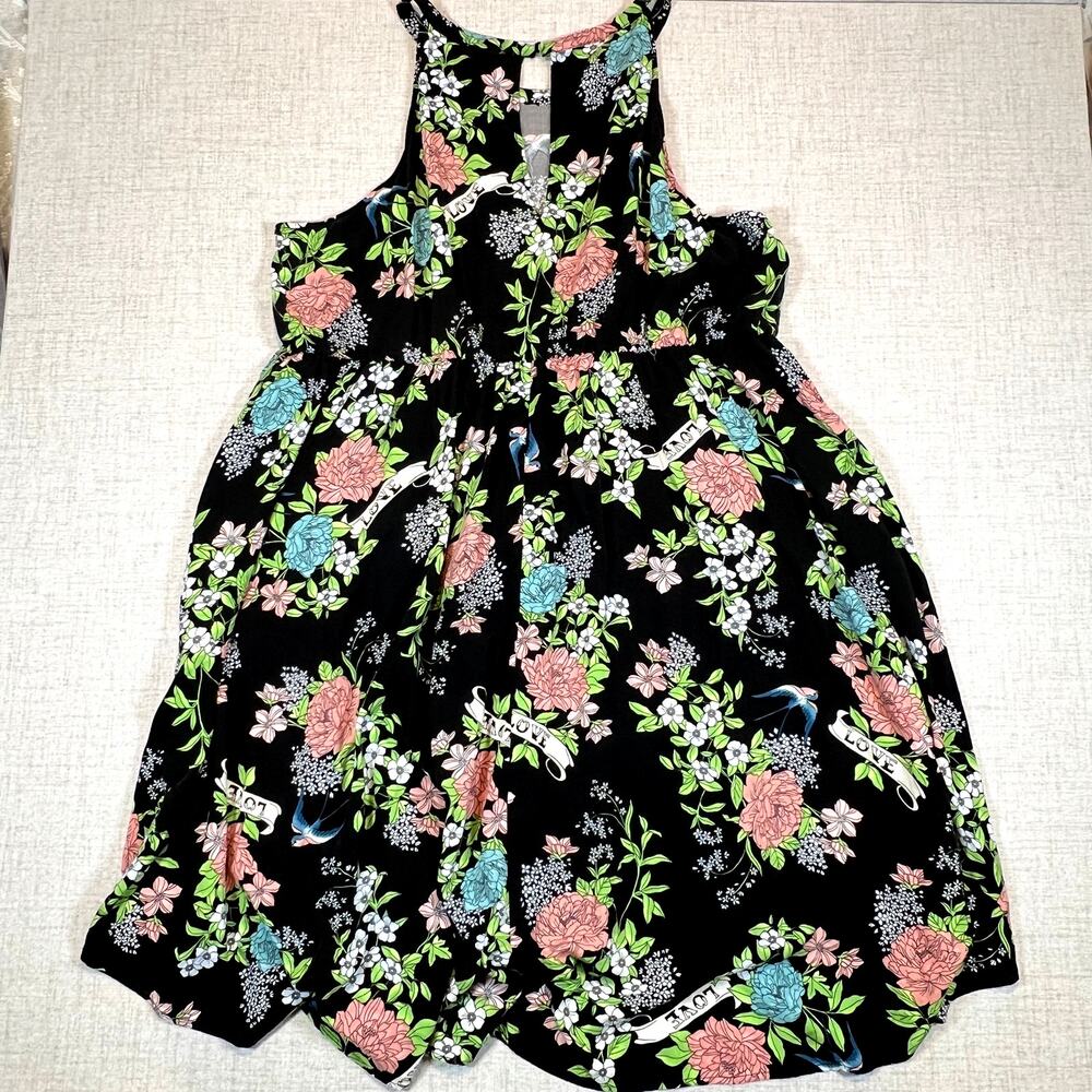 Torrid "Love" Floral Bird Print Halter High Low Dress Women's 5x | Torrid size 5 - Picture 2 of 12